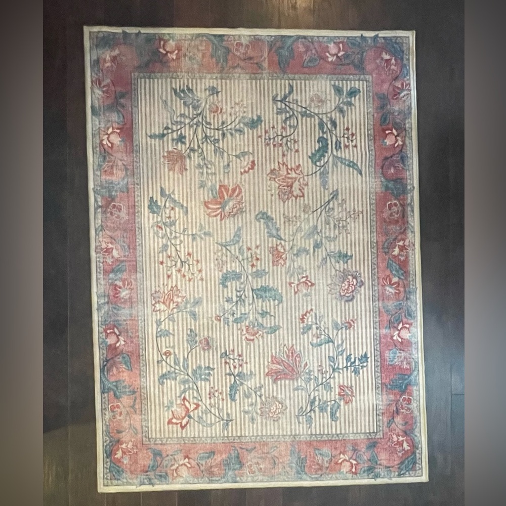 Ruggable Lilou Currant & Teal Green Flatwoven Rug + Rug Pad 5x7